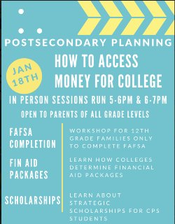Financial Aid Workshops flyer